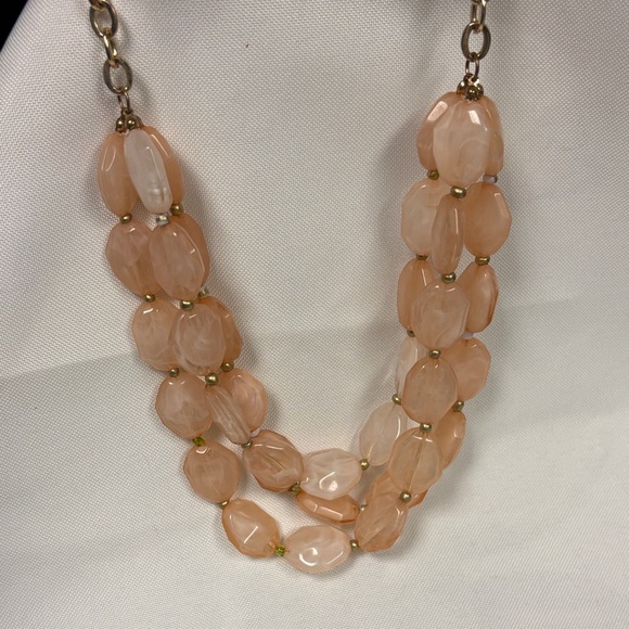 Fantastic Vintage Acrylic Peach Beaded Necklace - Picture 2 of 3